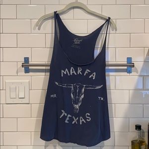 Blue Tank Top with White Marfa Writings